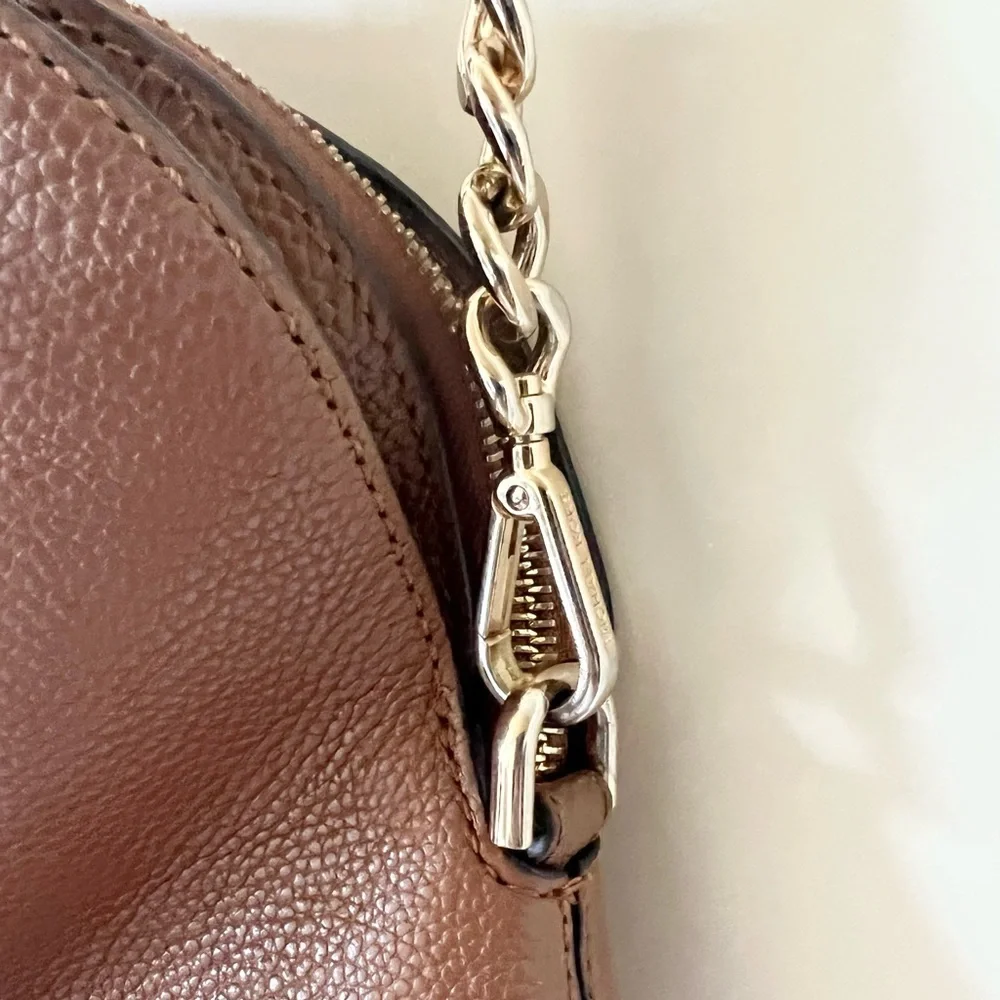 Michael Kors Mercer Medium Dome Satchel Bag Brown Leather with Shopping Bag